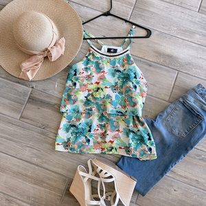 NWOT: Floral tiered high neck tank top